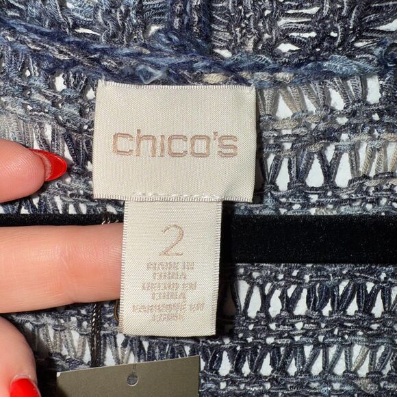 Chicos Abstract Tweed Vienna Vest Sweater Sleeveless - Blue Combo 2/L - Picture 7 of 7